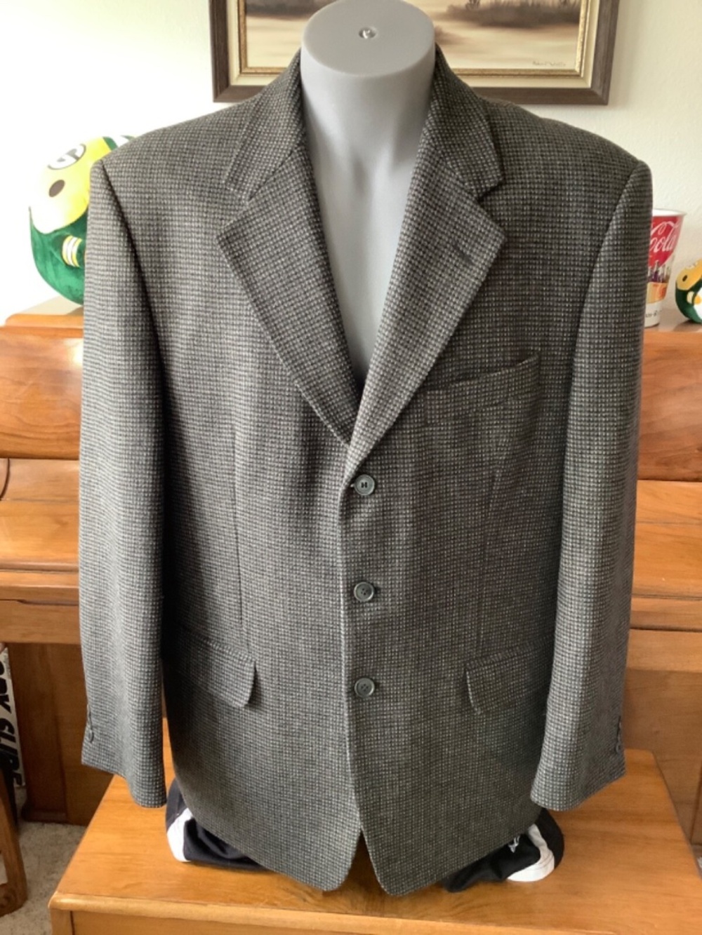 OLEG CASSINI Mens Blazer SPORT COAT Jacket 46R Wool 3-Button Ventless